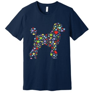 Cute Poodle Dog Hearts Silhouette Owner Gift Premium T-Shirt