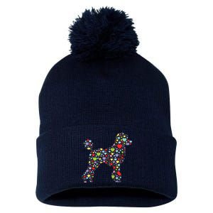 Cute Poodle Dog Hearts Silhouette Owner Gift Pom Pom 12in Knit Beanie