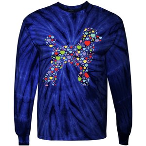 Cute Poodle Dog Hearts Silhouette Owner Gift Tie-Dye Long Sleeve Shirt