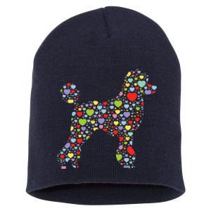 Cute Poodle Dog Hearts Silhouette Owner Gift Short Acrylic Beanie