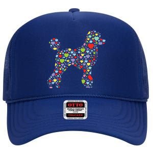 Cute Poodle Dog Hearts Silhouette Owner Gift High Crown Mesh Back Trucker Hat