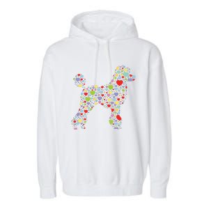 Cute Poodle Dog Hearts Silhouette Owner Gift Garment-Dyed Fleece Hoodie