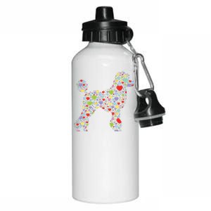 Cute Poodle Dog Hearts Silhouette Owner Gift Aluminum Water Bottle