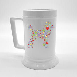 Cute Poodle Dog Hearts Silhouette Owner Gift Beer Stein