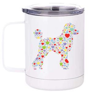 Cute Poodle Dog Hearts Silhouette Owner Gift 12 oz Stainless Steel Tumbler Cup