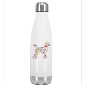 Cute Poodle Dog Hearts Silhouette Owner Gift Stainless Steel Insulated Water Bottle