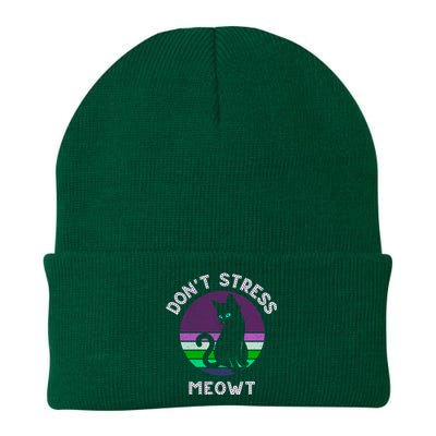 Cat Puns Dont Stress Meowt Gift Vintage Fun Cat Lover Gift Knit Cap Winter Beanie