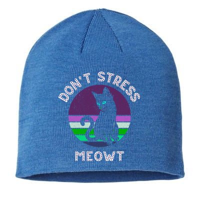 Cat Puns Dont Stress Meowt Gift Vintage Fun Cat Lover Gift Sustainable Beanie