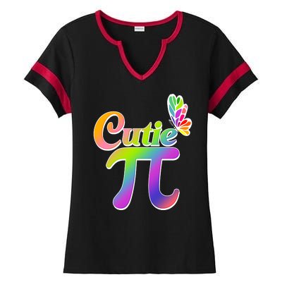 Cute Pi Day 314 Rainbow Butterfly Cutie Pi Ladies Halftime Notch Neck Tee