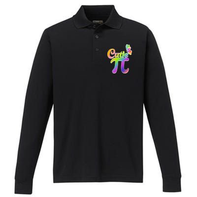Cute Pi Day 314 Rainbow Butterfly Cutie Pi Performance Long Sleeve Polo