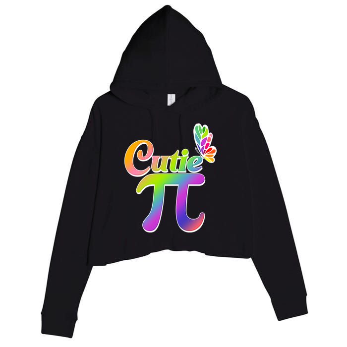 Cute Pi Day 314 Rainbow Butterfly Cutie Pi Crop Fleece Hoodie