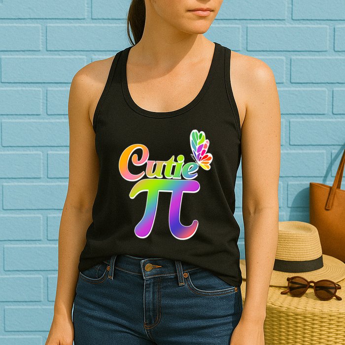 Cute Pi Day 314 Rainbow Butterfly Cutie Pi Womens Tank Top