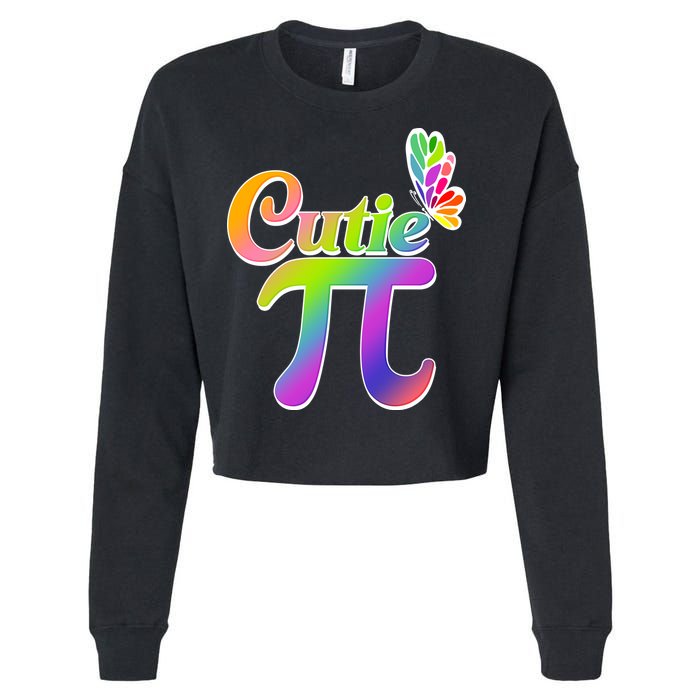 Cute Pi Day 314 Rainbow Butterfly Cutie Pi Cropped Pullover Crew