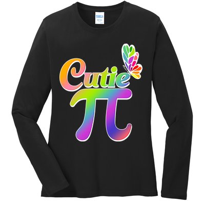 Cute Pi Day 314 Rainbow Butterfly Cutie Pi Ladies Long Sleeve Shirt