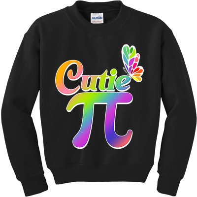 Cute Pi Day 314 Rainbow Butterfly Cutie Pi Kids Sweatshirt