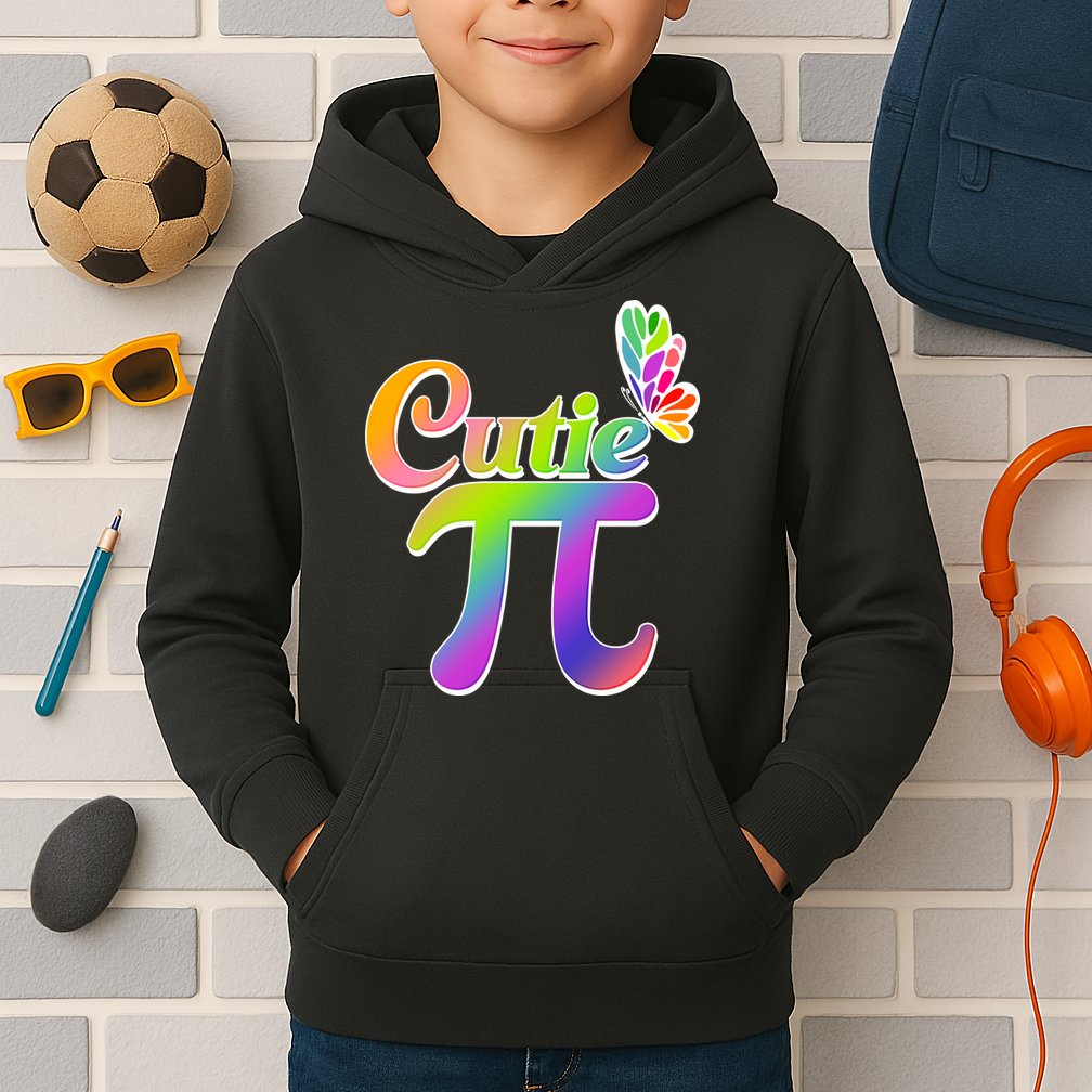 Cute Pi Day 314 Rainbow Butterfly Cutie Pi Kids Hoodie