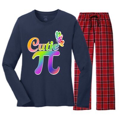 Cute Pi Day 314 Rainbow Butterfly Cutie Pi Women's Long Sleeve Flannel Pajama Set 