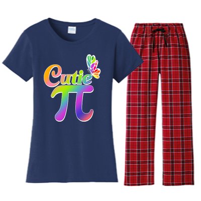 Cute Pi Day 314 Rainbow Butterfly Cutie Pi Women's Flannel Pajama Set