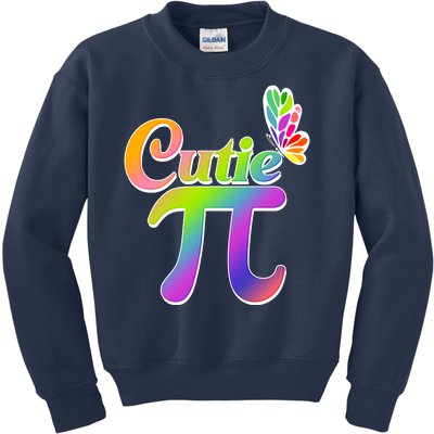 Cute Pi Day 314 Rainbow Butterfly Cutie Pi Kids Sweatshirt