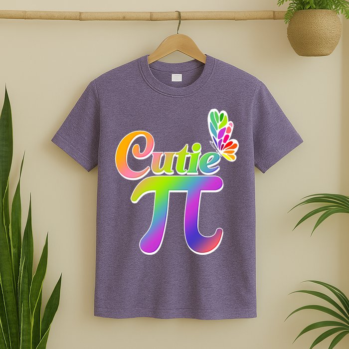 Cute Pi Day 314 Rainbow Butterfly Cutie Pi T-Shirt