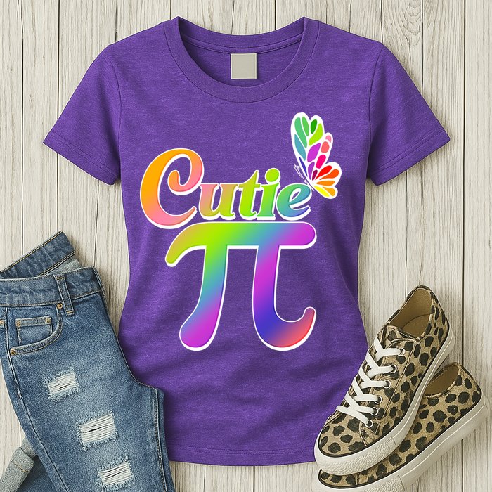 Cute Pi Day 314 Rainbow Butterfly Cutie Pi Womens T-Shirt