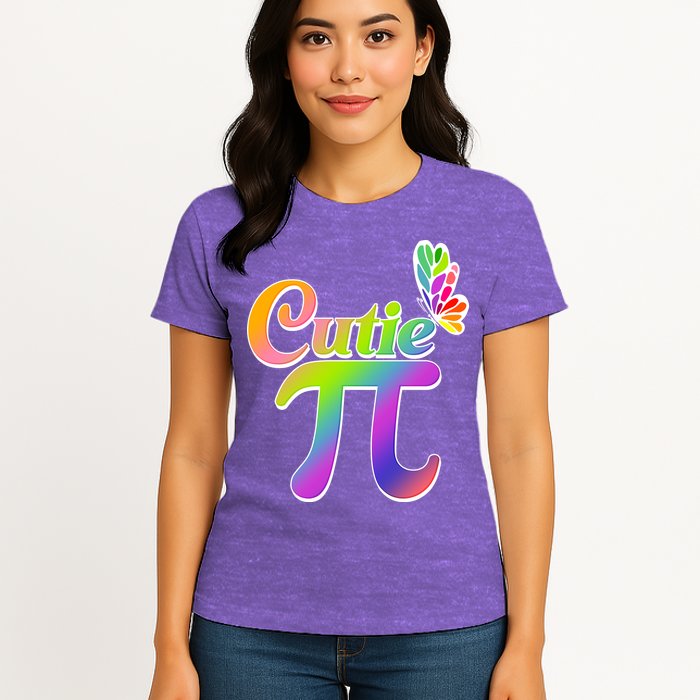 Cute Pi Day 314 Rainbow Butterfly Cutie Pi Womens T-Shirt