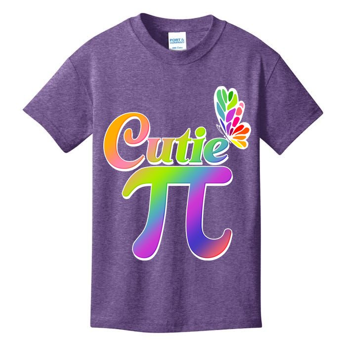 Cute Pi Day 314 Rainbow Butterfly Cutie Pi Kids T-Shirt
