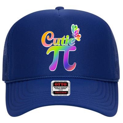 Cute Pi Day 314 Rainbow Butterfly Cutie Pi High Crown Mesh Back Trucker Hat