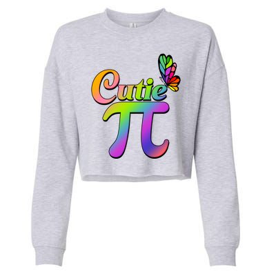 Cute Pi Day 314 Rainbow Butterfly Cutie Pi Cropped Pullover Crew