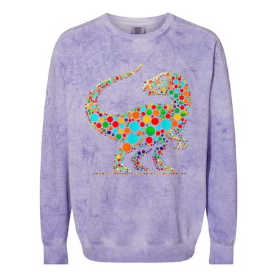 Colorful Polka Dot Dinosaur Happy Dot Day Gift Colorblast Crewneck Sweatshirt