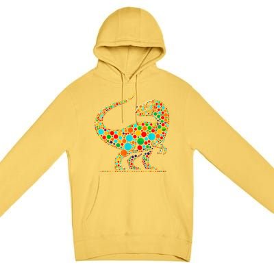 Colorful Polka Dot Dinosaur Happy Dot Day Gift Premium Pullover Hoodie