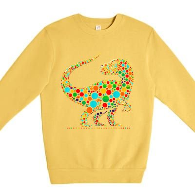 Colorful Polka Dot Dinosaur Happy Dot Day Gift Premium Crewneck Sweatshirt