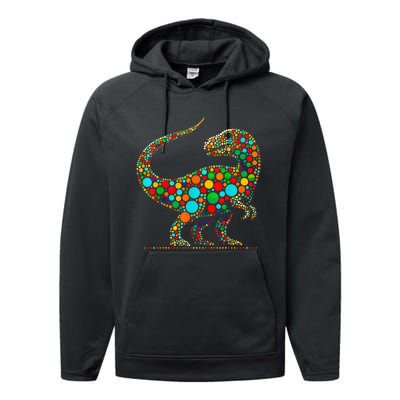 Colorful Polka Dot Dinosaur Happy Dot Day Gift Performance Fleece Hoodie