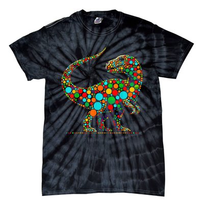 Colorful Polka Dot Dinosaur Happy Dot Day Gift Tie-Dye T-Shirt