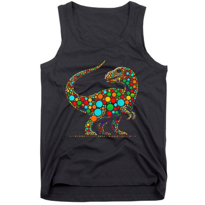 Colorful Polka Dot Dinosaur Happy Dot Day Gift Tank Top