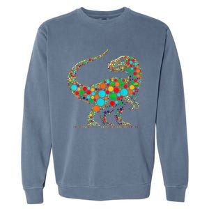 Colorful Polka Dot Dinosaur Happy Dot Day Gift Garment-Dyed Sweatshirt