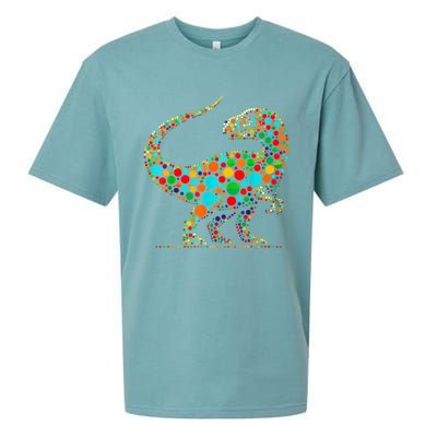 Colorful Polka Dot Dinosaur Happy Dot Day Gift Sueded Cloud Jersey T-Shirt