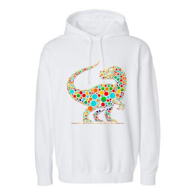 Colorful Polka Dot Dinosaur Happy Dot Day Gift Garment-Dyed Fleece Hoodie