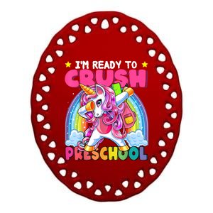 Crush Preschool Dabbing Unicorn Back To School Girl Gift Ceramic Oval Ornament