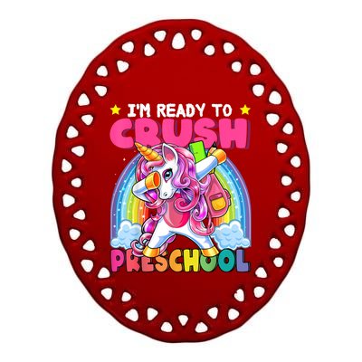 Crush Preschool Dabbing Unicorn Back To School Girl Gift Ceramic Oval Ornament