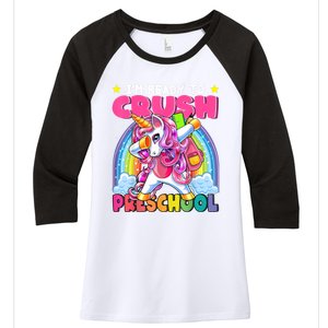 Crush Preschool Dabbing Unicorn Back To School Girl Gift Women's Tri-Blend 3/4-Sleeve Raglan Shirt