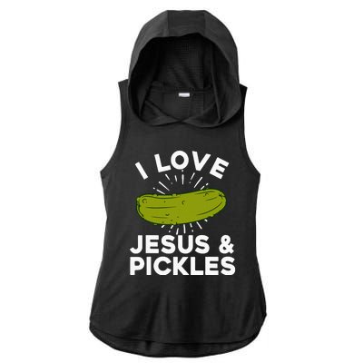 Cute Pickle Design For Women Jesus Pickle Lovers Ladies PosiCharge Tri-Blend Wicking Draft Hoodie Tank