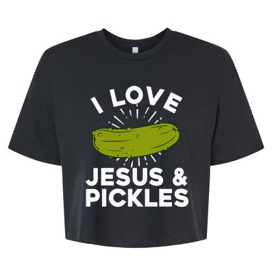 Cute Pickle Design For Women Jesus Pickle Lovers Bella+Canvas Jersey Crop Tee