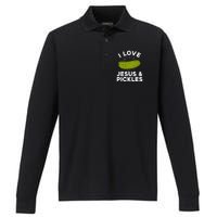 Cute Pickle Design For Women Jesus Pickle Lovers Performance Long Sleeve Polo