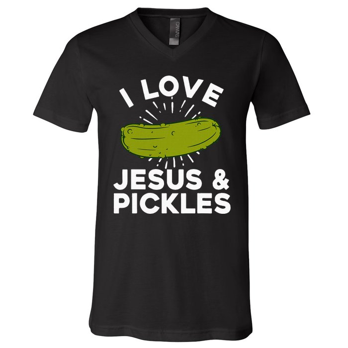 Cute Pickle Design For Women Jesus Pickle Lovers V-Neck T-Shirt