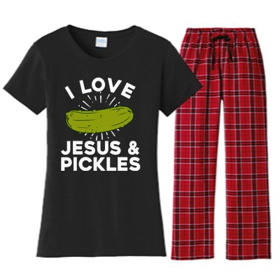 Cute Pickle Design For Women Jesus Pickle Lovers Women's Flannel Pajama Set