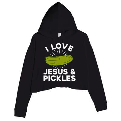 Cute Pickle Design For Women Jesus Pickle Lovers Crop Fleece Hoodie