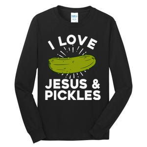 Cute Pickle Design For Women Jesus Pickle Lovers Tall Long Sleeve T-Shirt