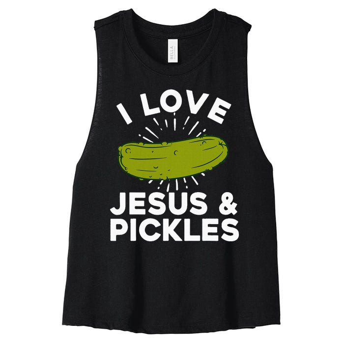 Cute Pickle Design For Women Jesus Pickle Lovers Women's Racerback Cropped Tank