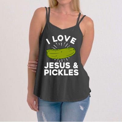 Cute Pickle Design For Women Jesus Pickle Lovers Women's Strappy Tank